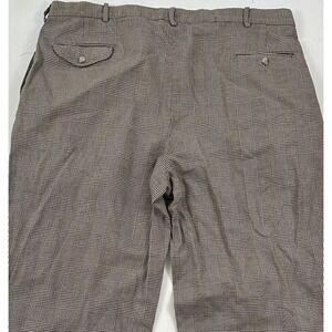 VTG Polo Ralph Lauren Men's Pants‎ 39x26 Cuffed Pleated Beige Gray Glen Plaid